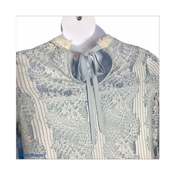 Revolve Heartloom Baby Blue Victorian Lace Blouse Bell Sleeve size Small - Picture 8 of 16